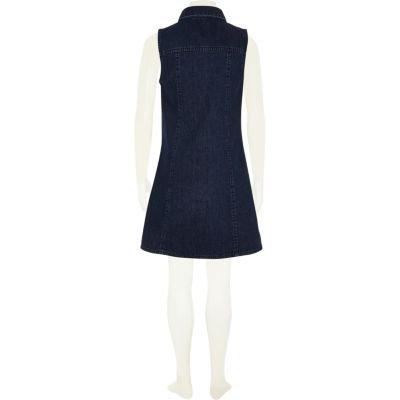 Girls blue denim sleeveless dress